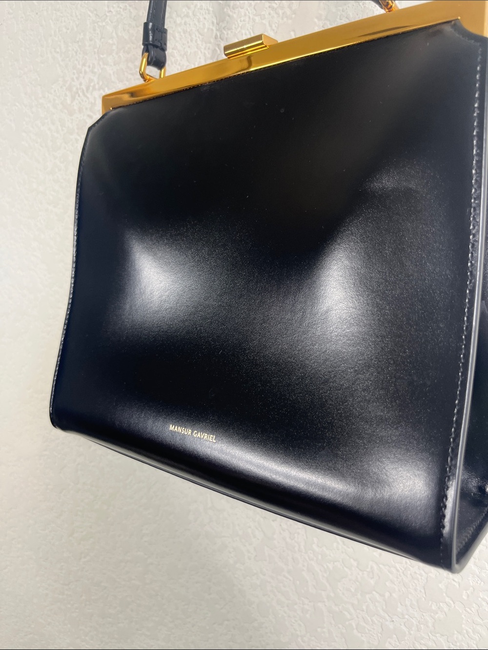 Mansur Gavriel Black Flamma Leather Elegant Bag Gold Tone Hardware w Dustbag - Picture 5 of 13